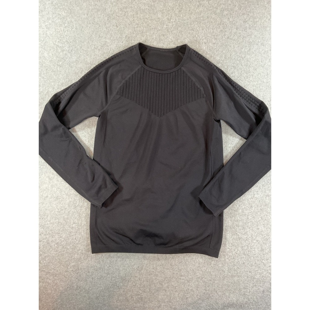 Fabletics Womens Black Seamless Long Sleeve Activewear Top Perforated #667
